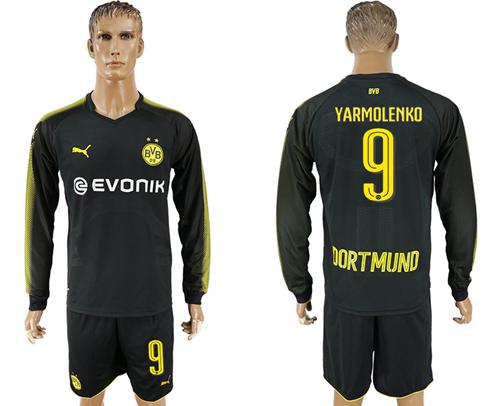Dortmund #9 Yarmolenko Away Long Sleeves Soccer Club Jersey